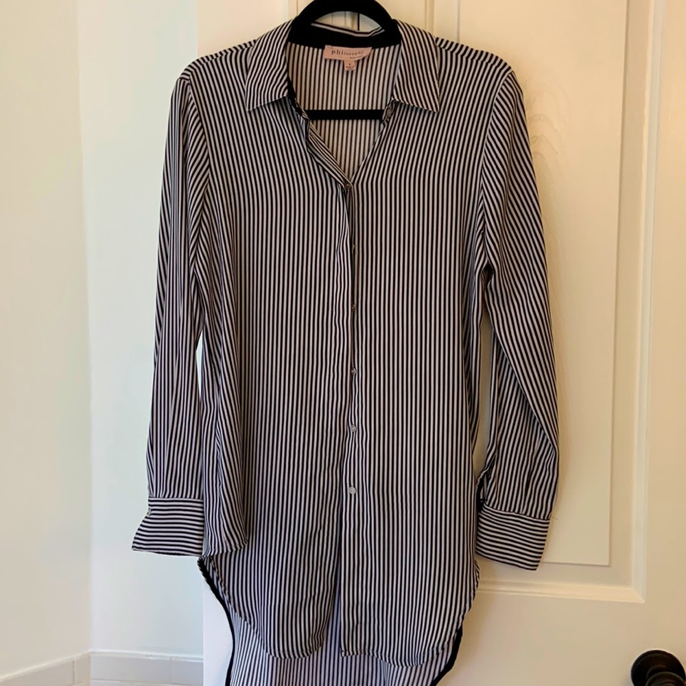 Philosophy Size Small black and white striped blouse.
